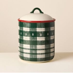 Hearth & Hand With Magnolia Stoneware Reactive Glaze Cookie Jar Cream/Green Plai
